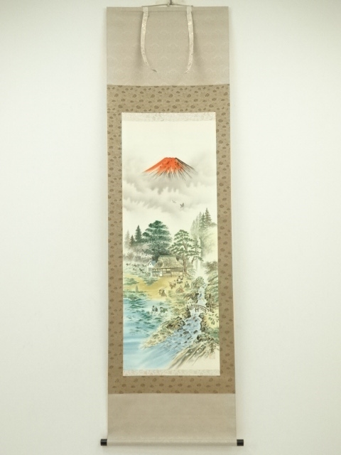 道具 ] - 道具 柳原龍泉筆 萬事開運十全山水図 肉筆絹本掛軸（共箱